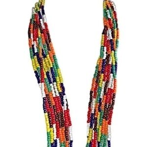 New 9 Individual Black Crystal Handmade Bead Necklace.